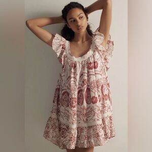 Anthropologie Maeve Red and White Blouse